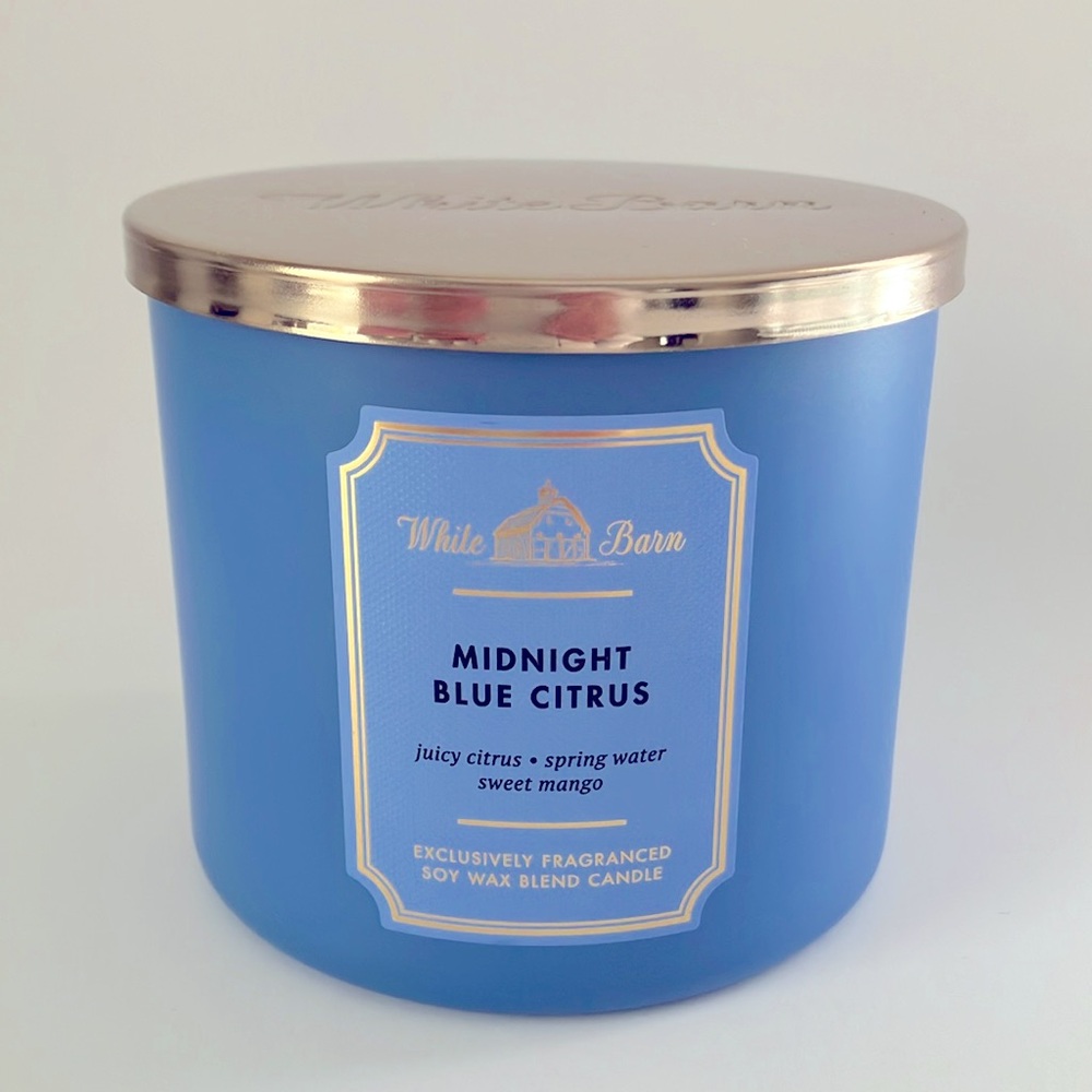 💙 BATH & BODY WORKS MIDNIGHT BLUE CITRUS SCENTED 3 WICK CANDLE 🕯️ NWT ‼️